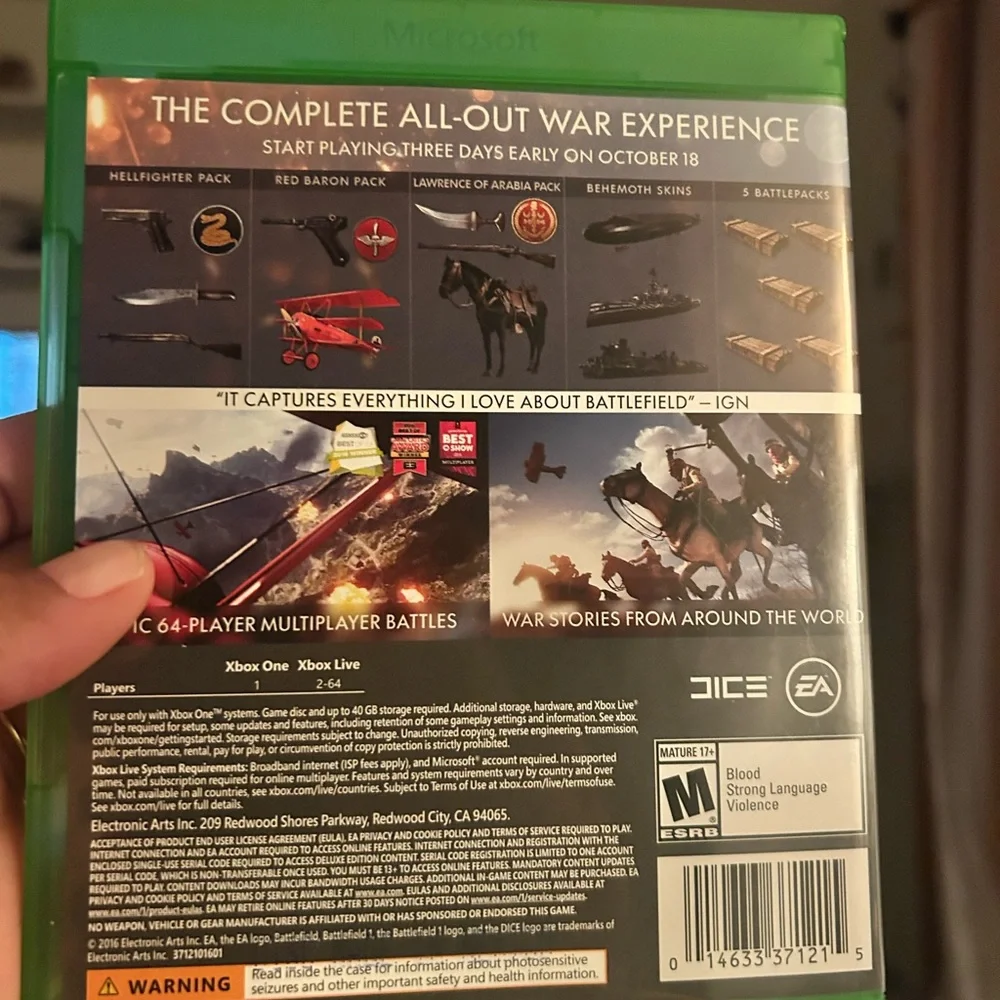 Battlefield 1 Early Enlister Deluxe Edition for Xbox One - complete with manual